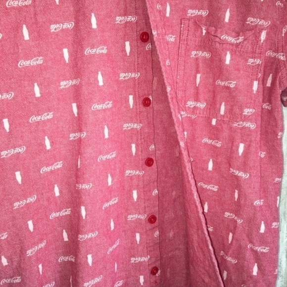 Coca Cola Red Logo Printed Button Down - Picture 3 of 4